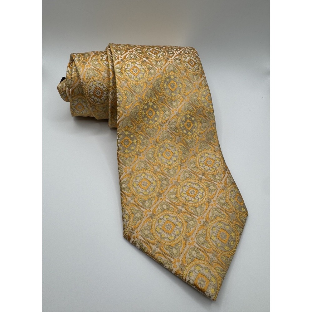 Charles Wain by Uomo Veneto Gold Medallion Silk Tie Italian Made Luxury Paisley